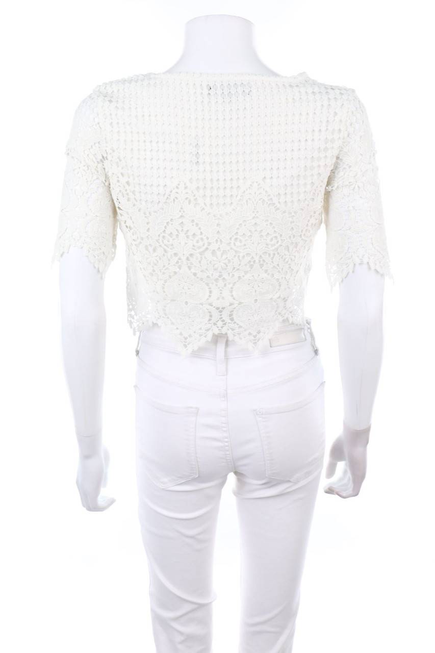 Carou NEW LOOK Cropped-Kurzarm-Bluse aus Spitze Exklusivangebot