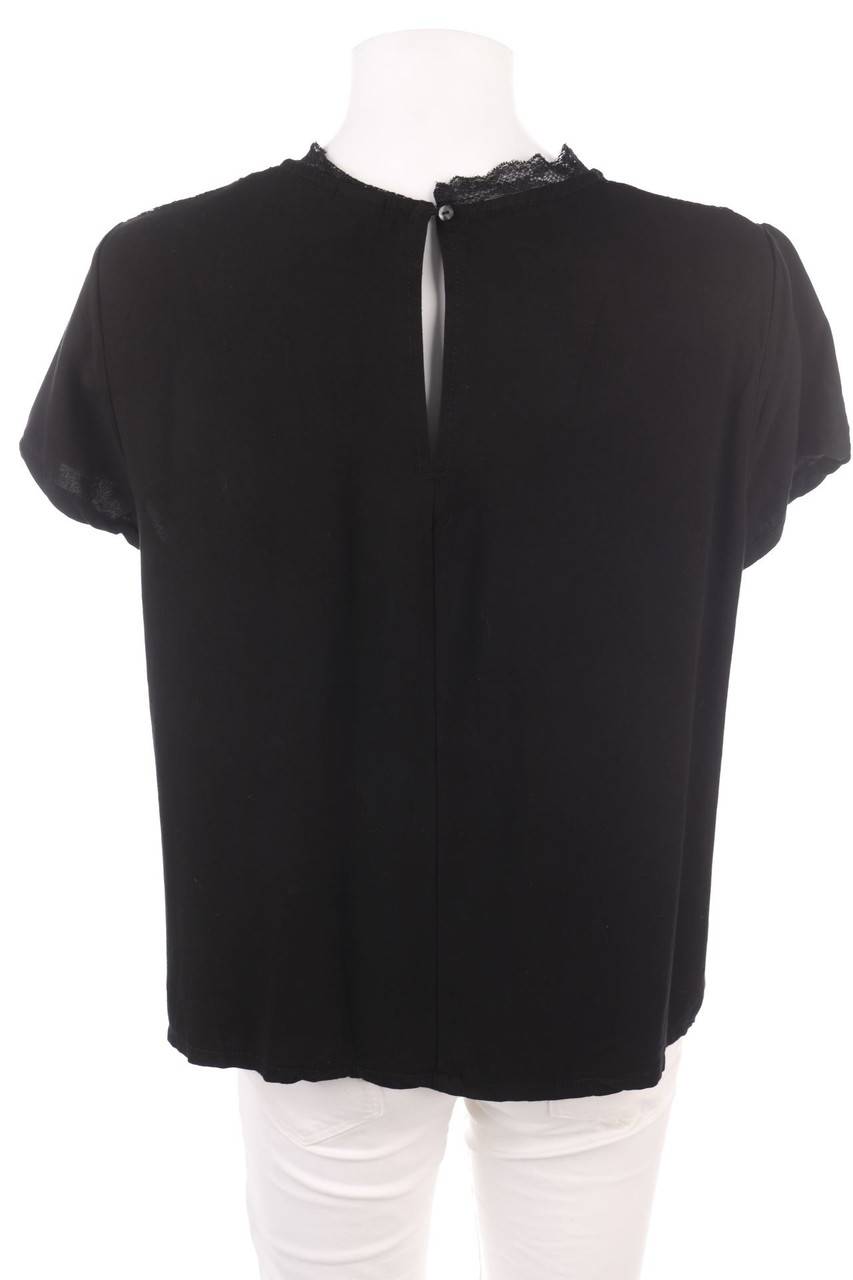 Carou 17&CO. Kurzarm-Bluse mit Spitzen-Einsatz Black Friday