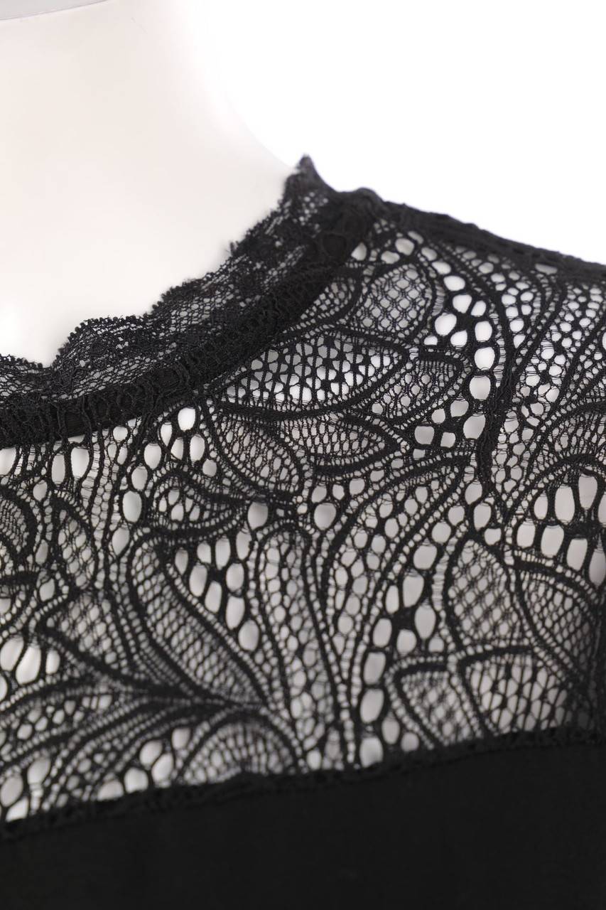 Carou 17&CO. Kurzarm-Bluse mit Spitzen-Einsatz Black Friday