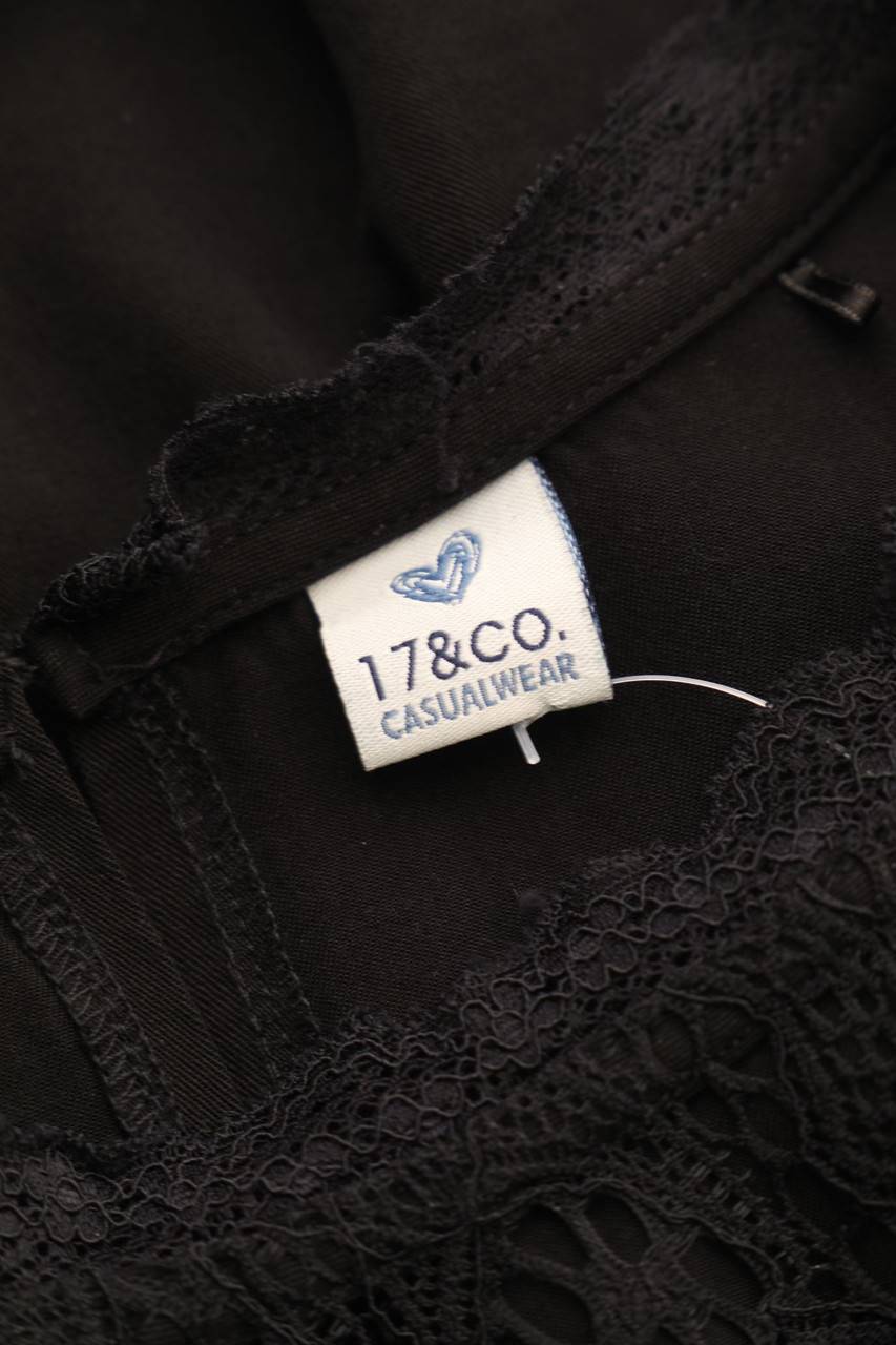 Carou 17&CO. Kurzarm-Bluse mit Spitzen-Einsatz Black Friday