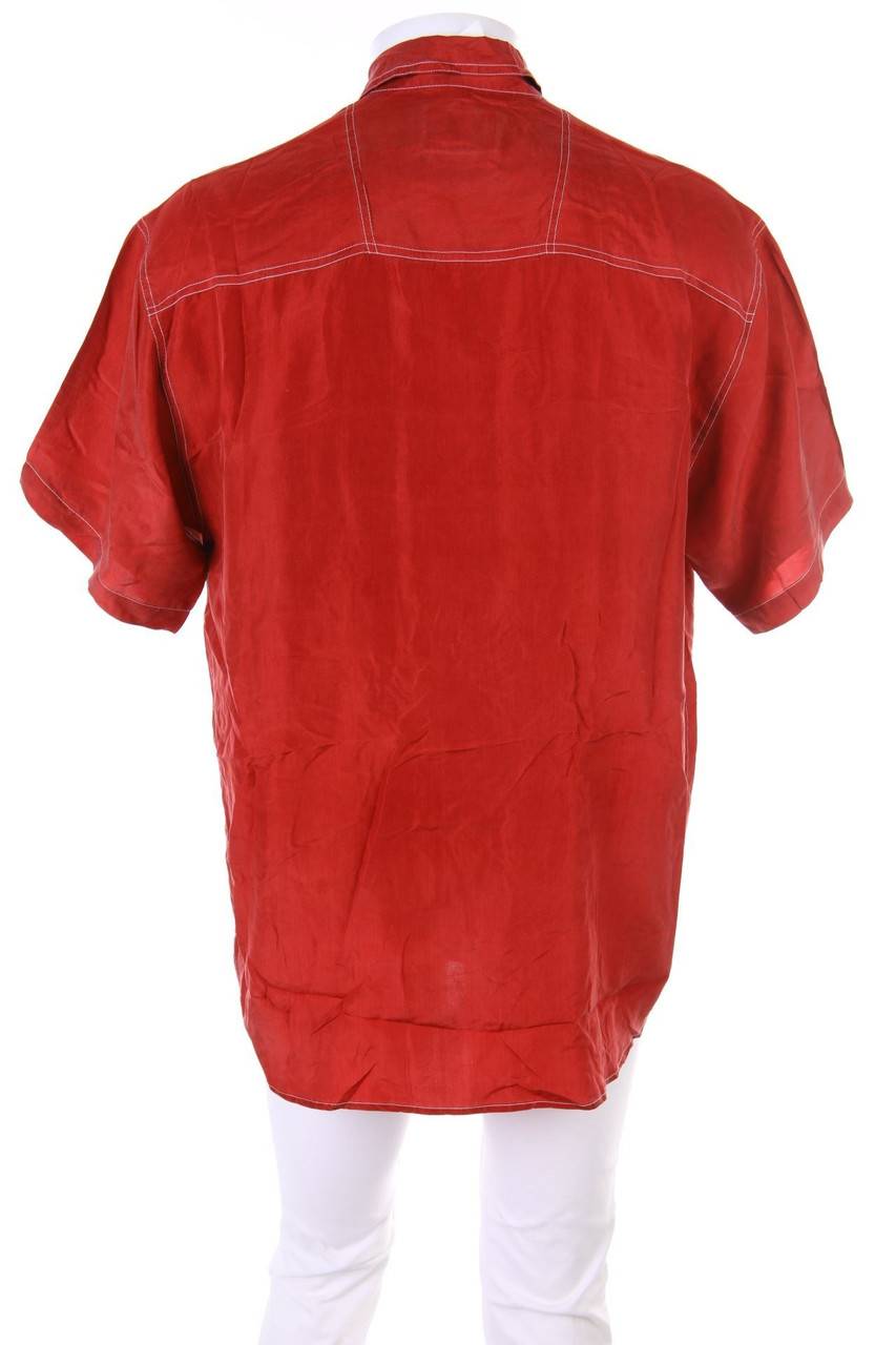 Carou VINTAGE Kurzarm-Hemd Casual uni aus Seide mit aufgesetzten Taschen Letzter Tag