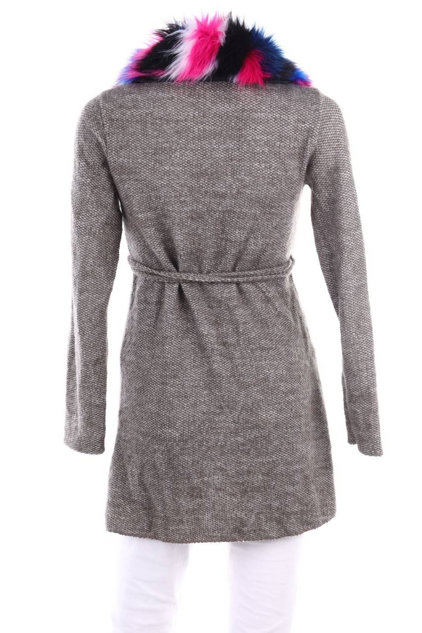 Carou Ohne Label Wickel-Cardigan mit Fake Fur-Besatz Tägliche Deals