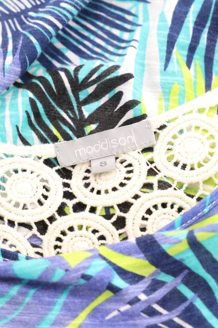 Carou maddison Top aus Viskose mit Tropical Print mit Spitze Kostenlose Rückgabe