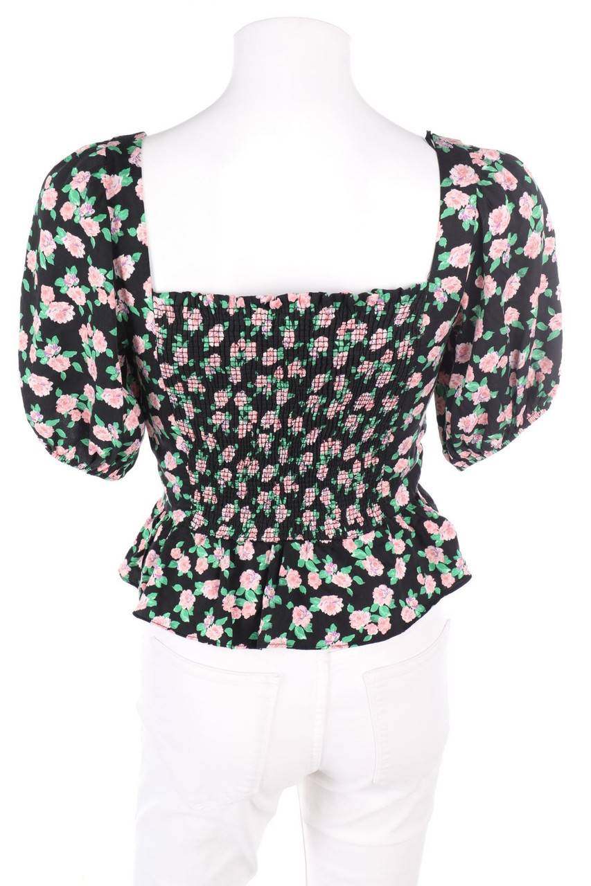 Carou ZARA Cropped-Kurzarm-Bluse mit Blumen-Print Fabrikverkauf