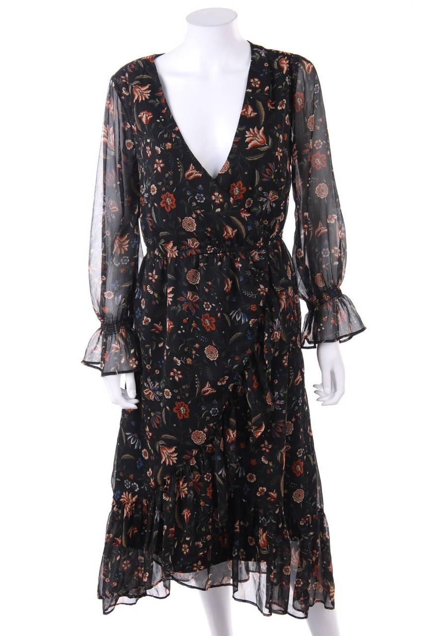 Carou Pepe Jeans Chiffon-Midikleid in Wickel-Optik mit floralem Muster
