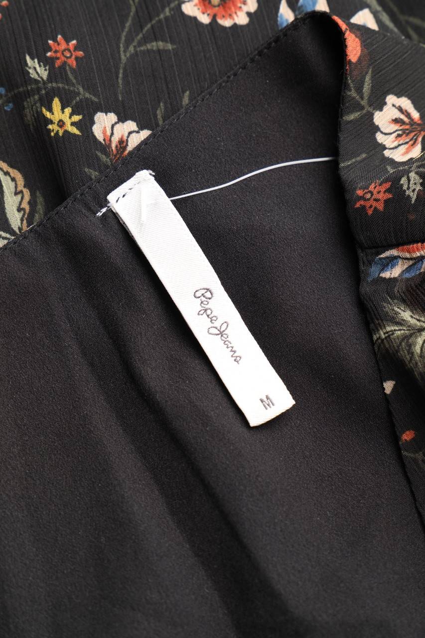 Carou Pepe Jeans Chiffon-Midikleid in Wickel-Optik mit floralem Muster Sonderangebot der Fabrik