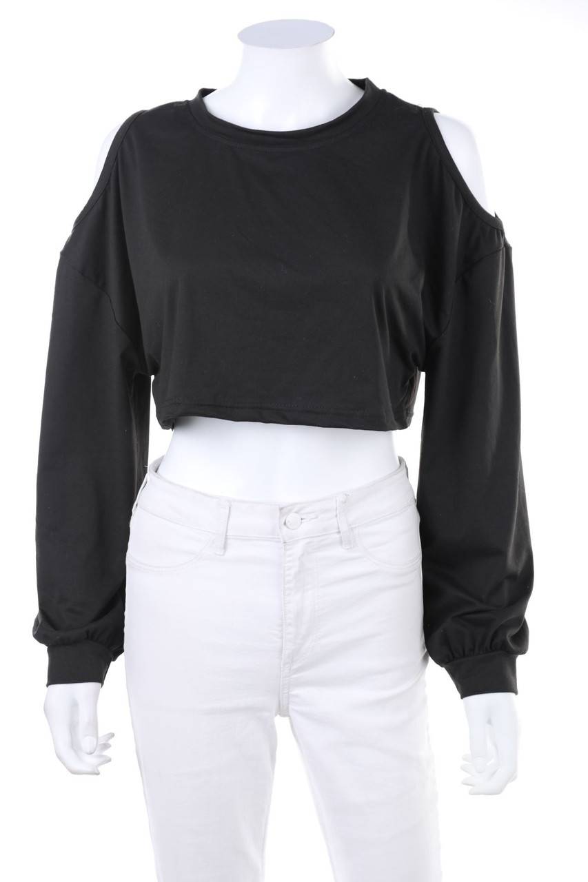 Carou Ohne Label Cold-Shoulder-Cropped-Shirt mit langem Ärmel Exklusivangebot