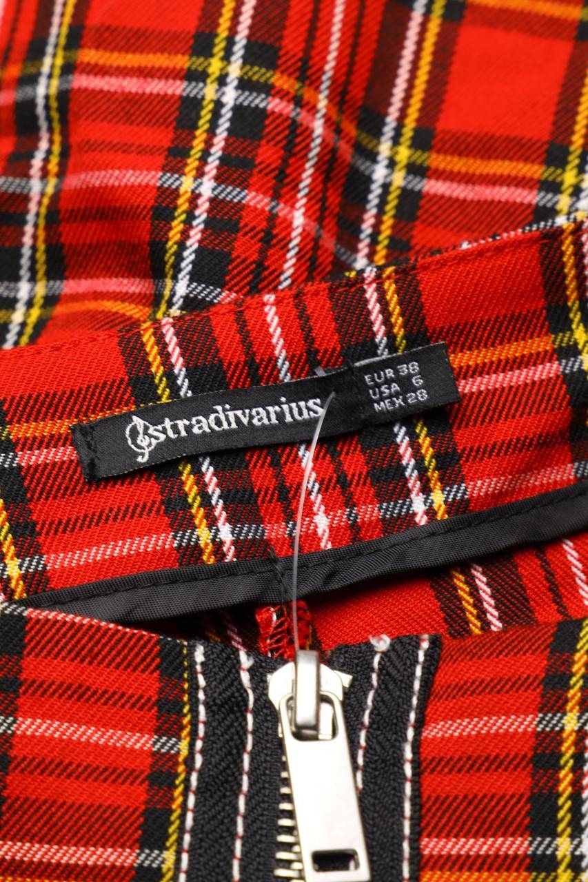 Carou Stradivarius Karo-Minirock mit Reißverschluss Zeitbegrenzte Promotion