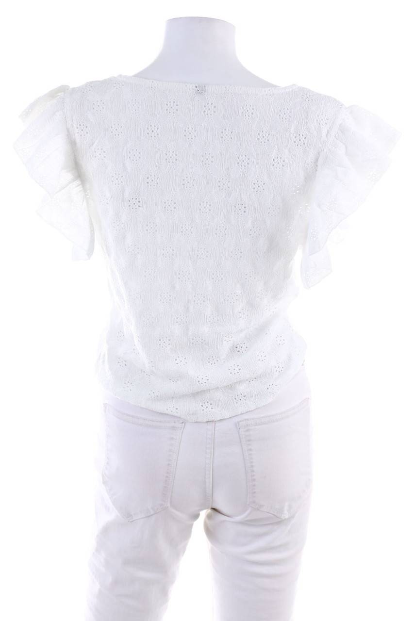 Carou Ohne Label Kurzarm-Bluse mit Lochspitze Großer Ausverkauf