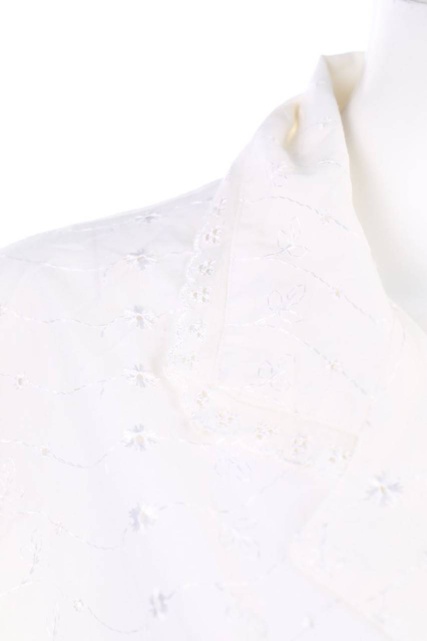 Carou C&A Vintage-Kurzarm-Bluse aus Lochspitze Großer Ausverkauf