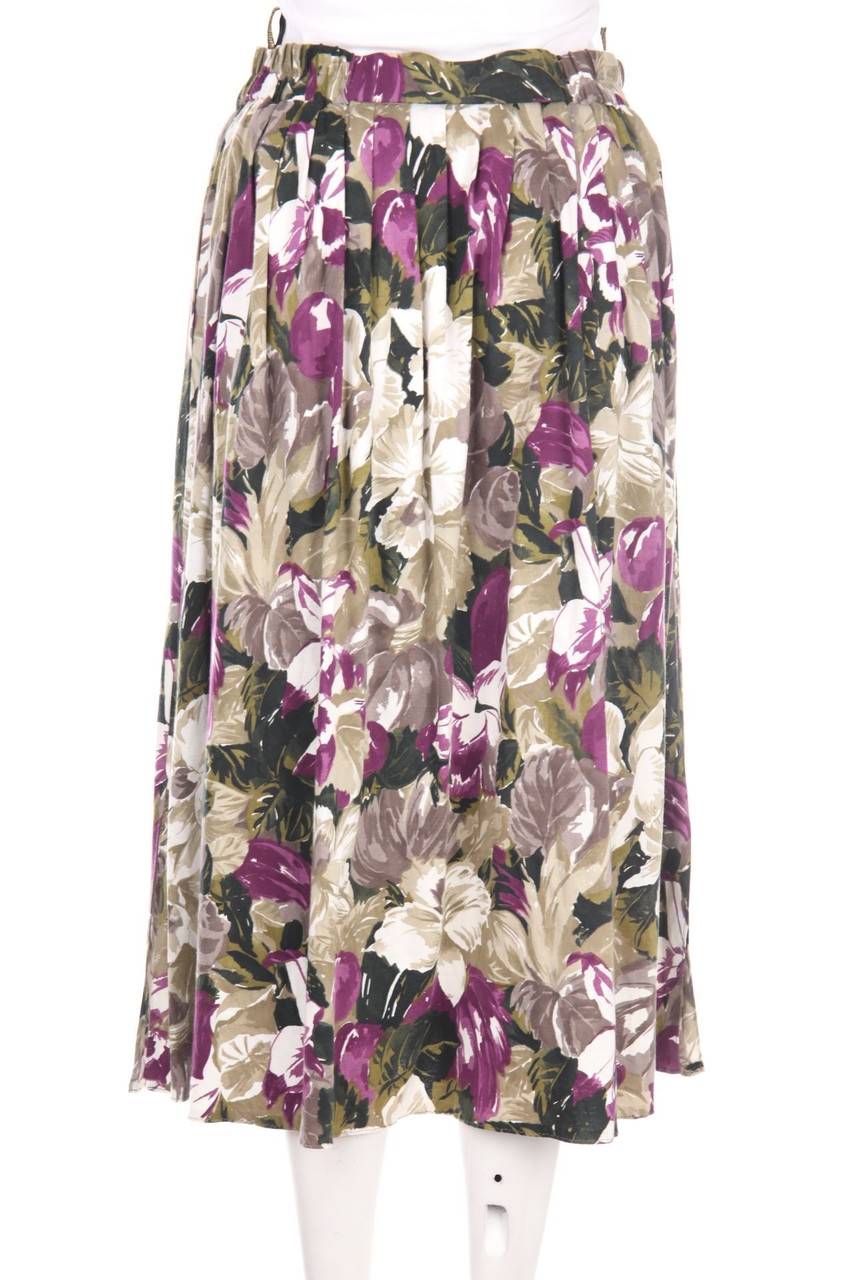 Carou VINTAGE Rock aus reiner Schurwolle mit Blumen-Print Fabrikpreis