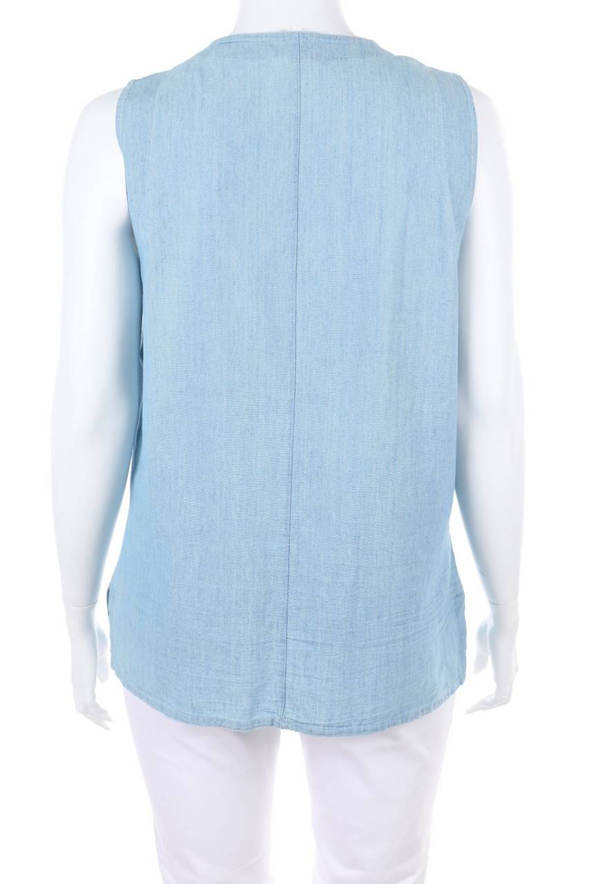 Carou VINTAGE Blusentop in Denim-Optik mit aufgesetzten Taschen Kostenlose Rückgabe