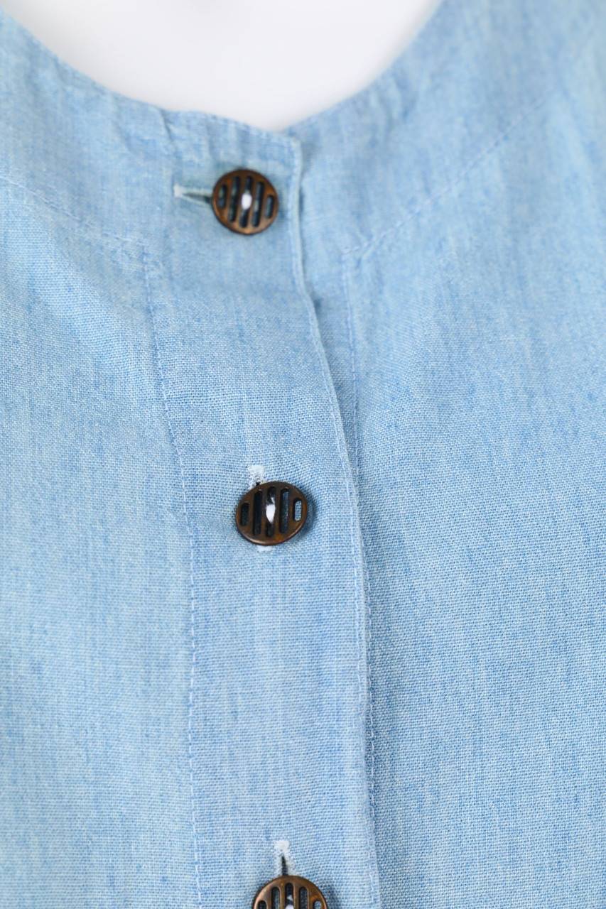 Carou VINTAGE Blusentop in Denim-Optik mit aufgesetzten Taschen Kostenlose Rückgabe