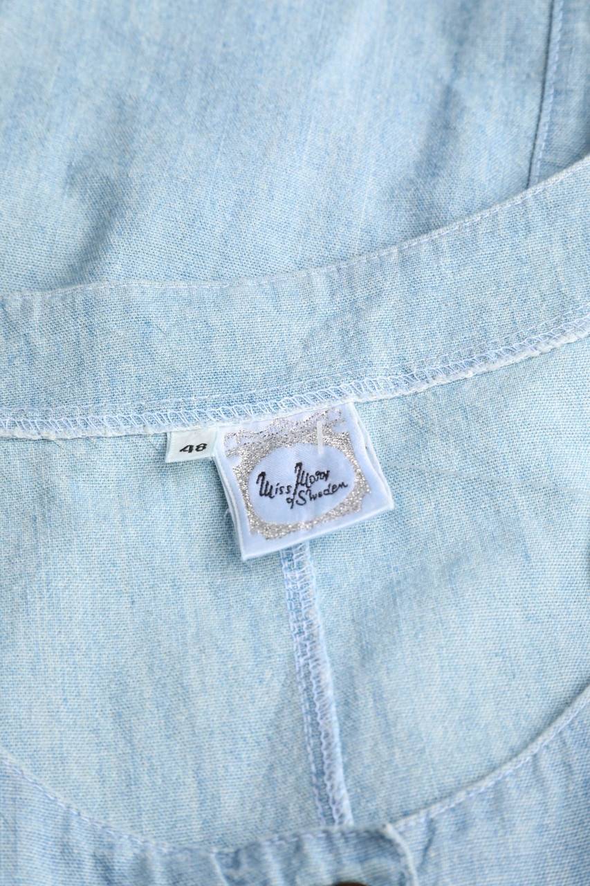 Carou VINTAGE Blusentop in Denim-Optik mit aufgesetzten Taschen Kostenlose Rückgabe