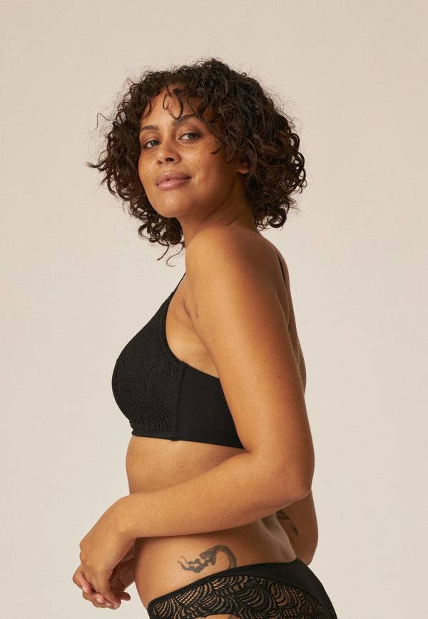 Naturana Soft-BH mit Schale und Spitze - Schwarz Räumungsverkauf