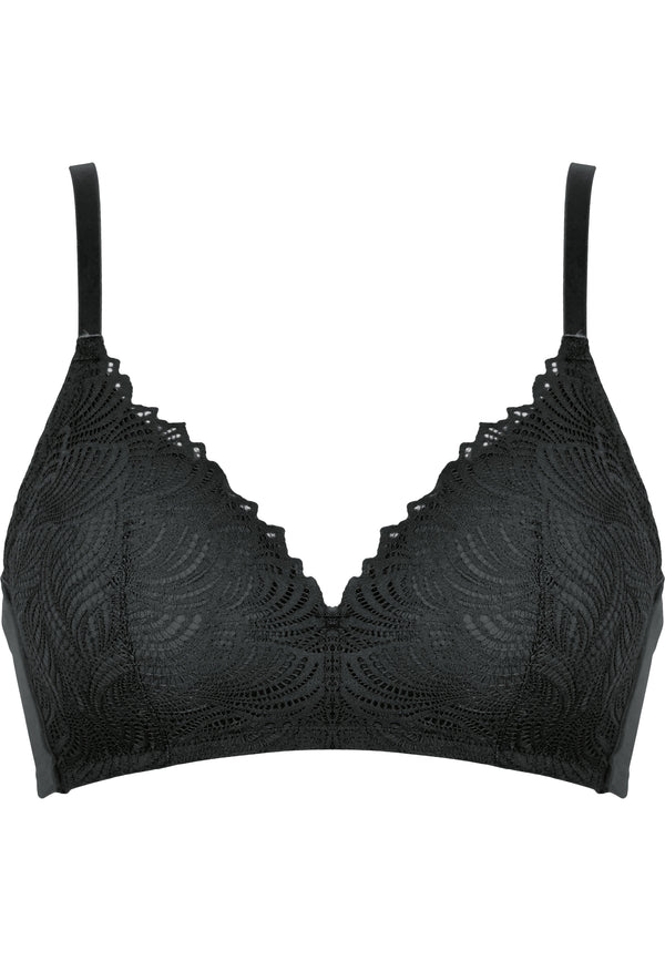 Naturana Soft-BH mit Schale und Spitze - Schwarz Räumungsverkauf