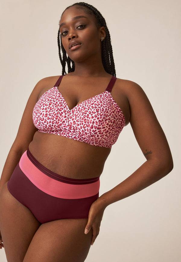 Naturana Soft-BH mit Side Smoother Effekt - Leo Print Red Kauf eins, bekomm eins gratis