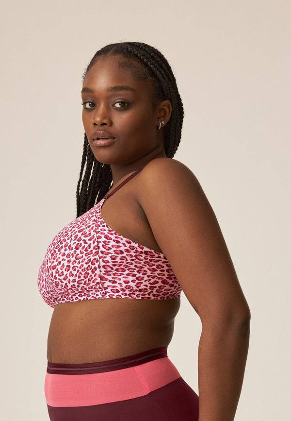 Naturana Soft-BH mit Side Smoother Effekt - Leo Print Red Kauf eins, bekomm eins gratis