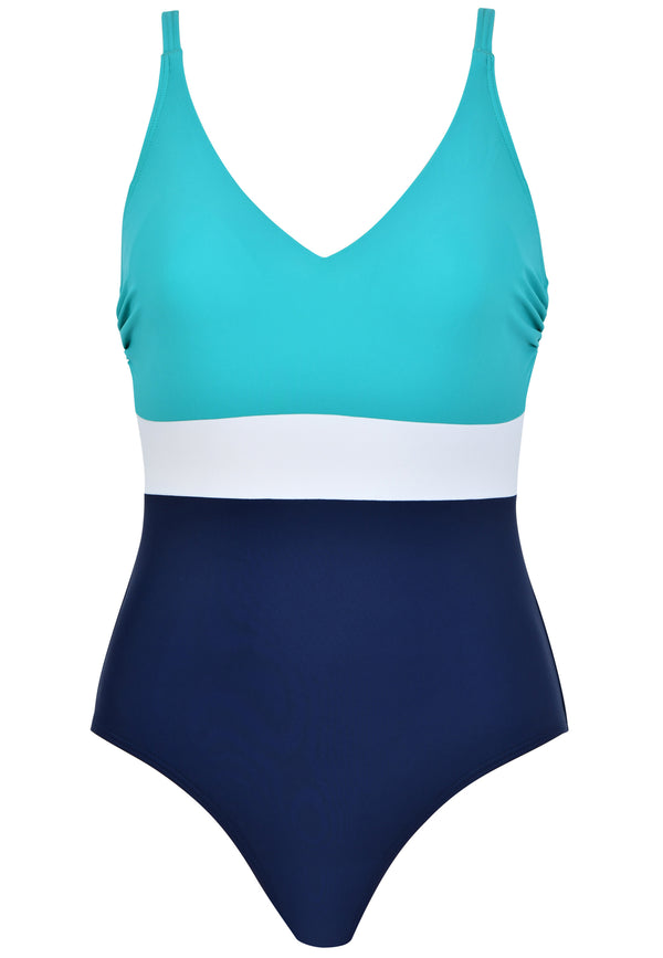 Naturana Badeanzug mit Schale - Marine-Smaragd-Weiss Zeitbegrenzte Promotion