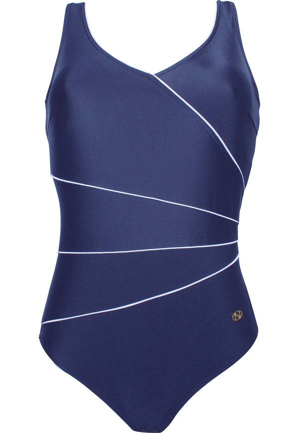 Naturana Klassischer Corsage-Badeanzug - Marine-Weiss Bis zu 50% Rabatt