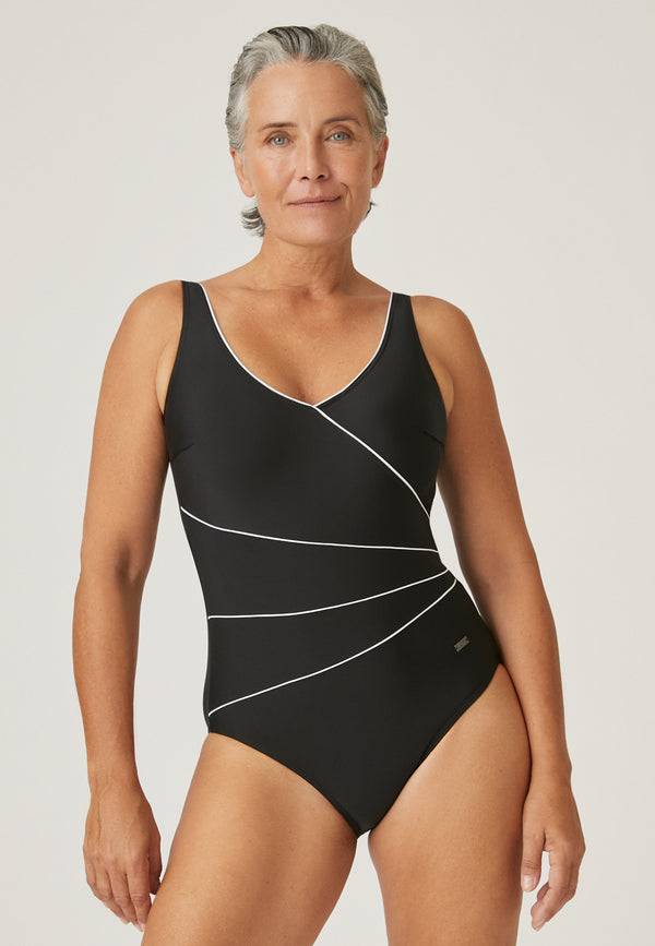 Naturana Klassischer Corsage-Badeanzug - Schwarz-Weiss Bis zu 60% Rabatt
