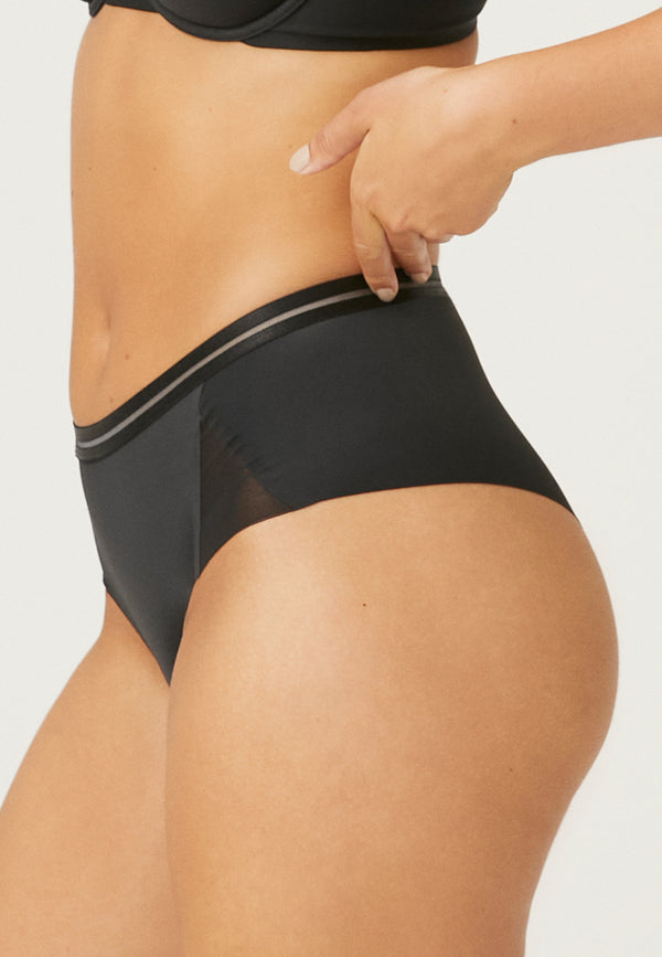 Naturana Clean Cut Panty mit Mesh-Details - Schwarz Super Rabatt