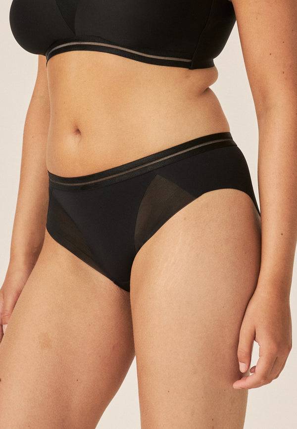 Naturana Clean Cut Slip mit Mesh-Details - Schwarz Verkauf