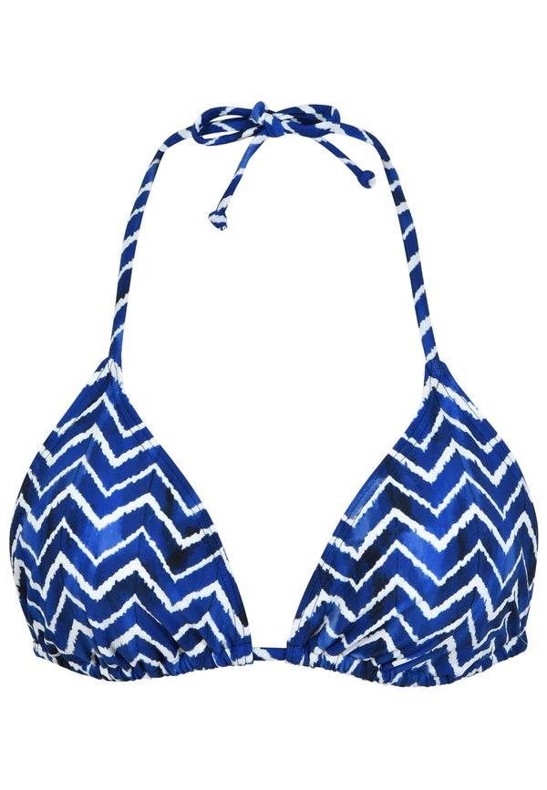 Naturana Bikini-Oberteil The Zig-Zag mit Schale - Blau-Ecru Meist gekauft