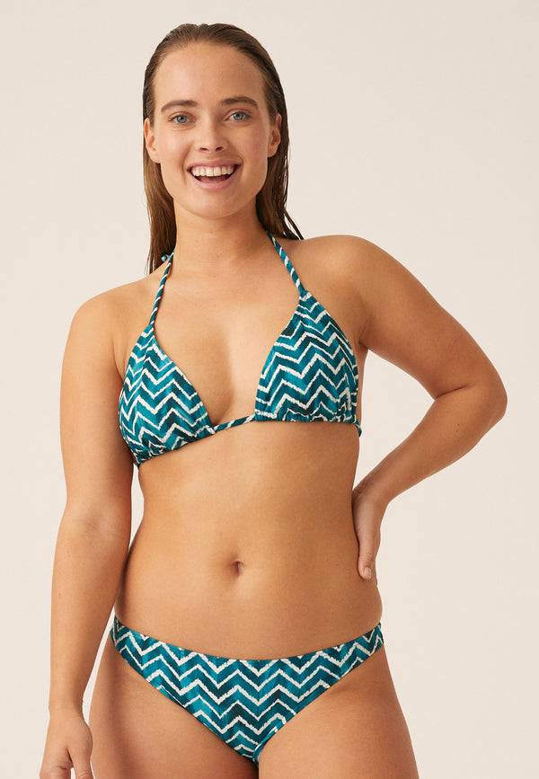 Naturana Bikini-Oberteil The Zig-Zag mit Schale - Smaragd-Ecru Kostenloser Versand