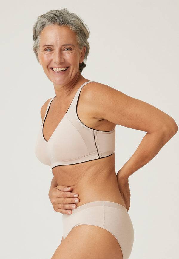 Naturana Natürlicher Baumwoll-Soft-BH - Light Beige/Schwarz Räumungsverkauf