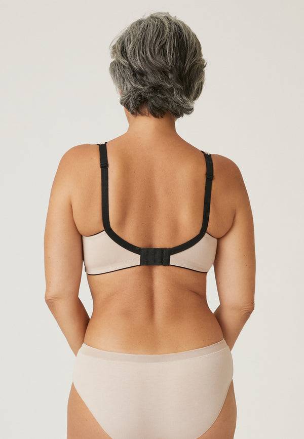 Naturana Natürlicher Baumwoll-Soft-BH - Light Beige/Schwarz Räumungsverkauf