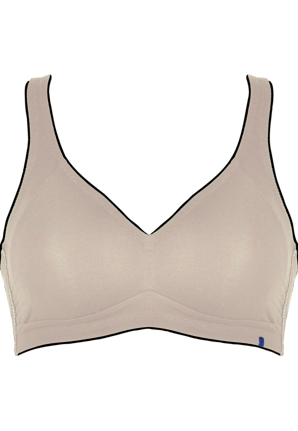Naturana Natürlicher Baumwoll-Soft-BH - Light Beige/Schwarz Räumungsverkauf