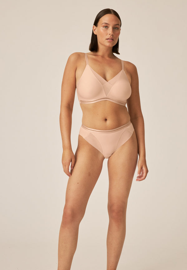 Naturana Softer Wohlfühl-BH mit Mesh-Details - Light Beige Tiefpreis