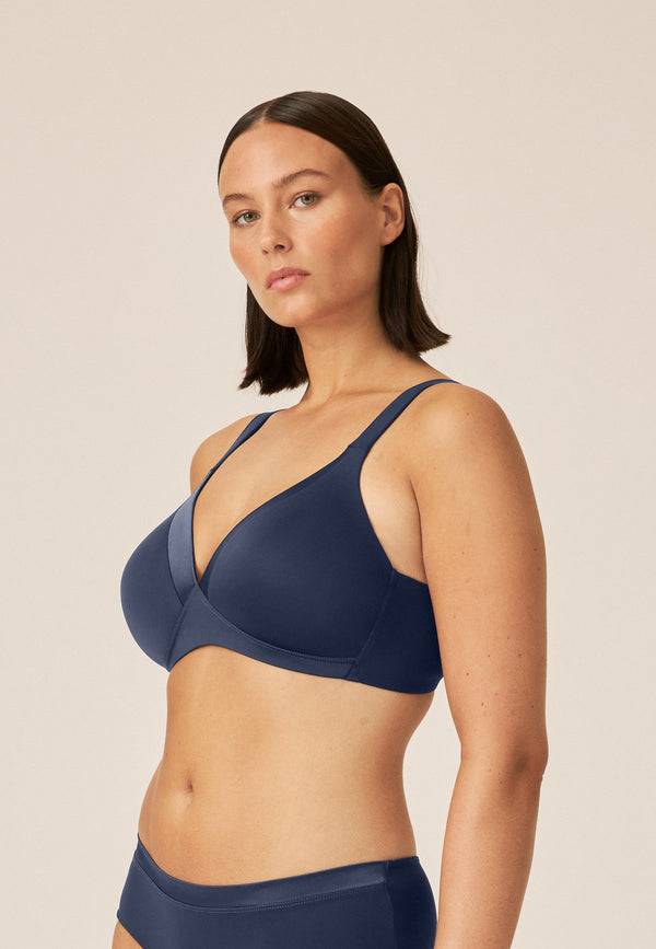 Naturana Bügelloser BH mit Schale und Glanzband - Navy zollfrei