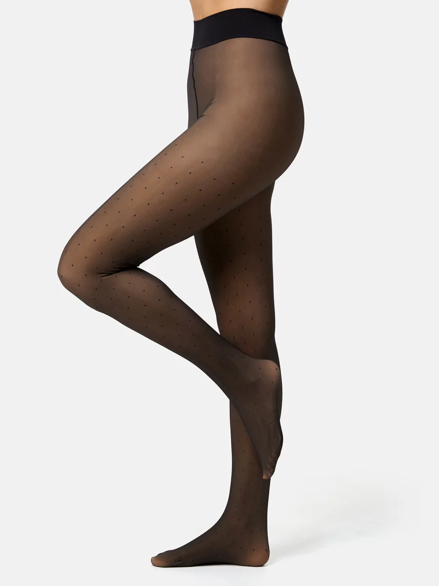 Nur Die Strumpfhose Warm & Transparent mit wärmendem Innenfleece 80 DEN Print - Punktedesign - Größe 40-44 Zeitbegrenzte Promotion