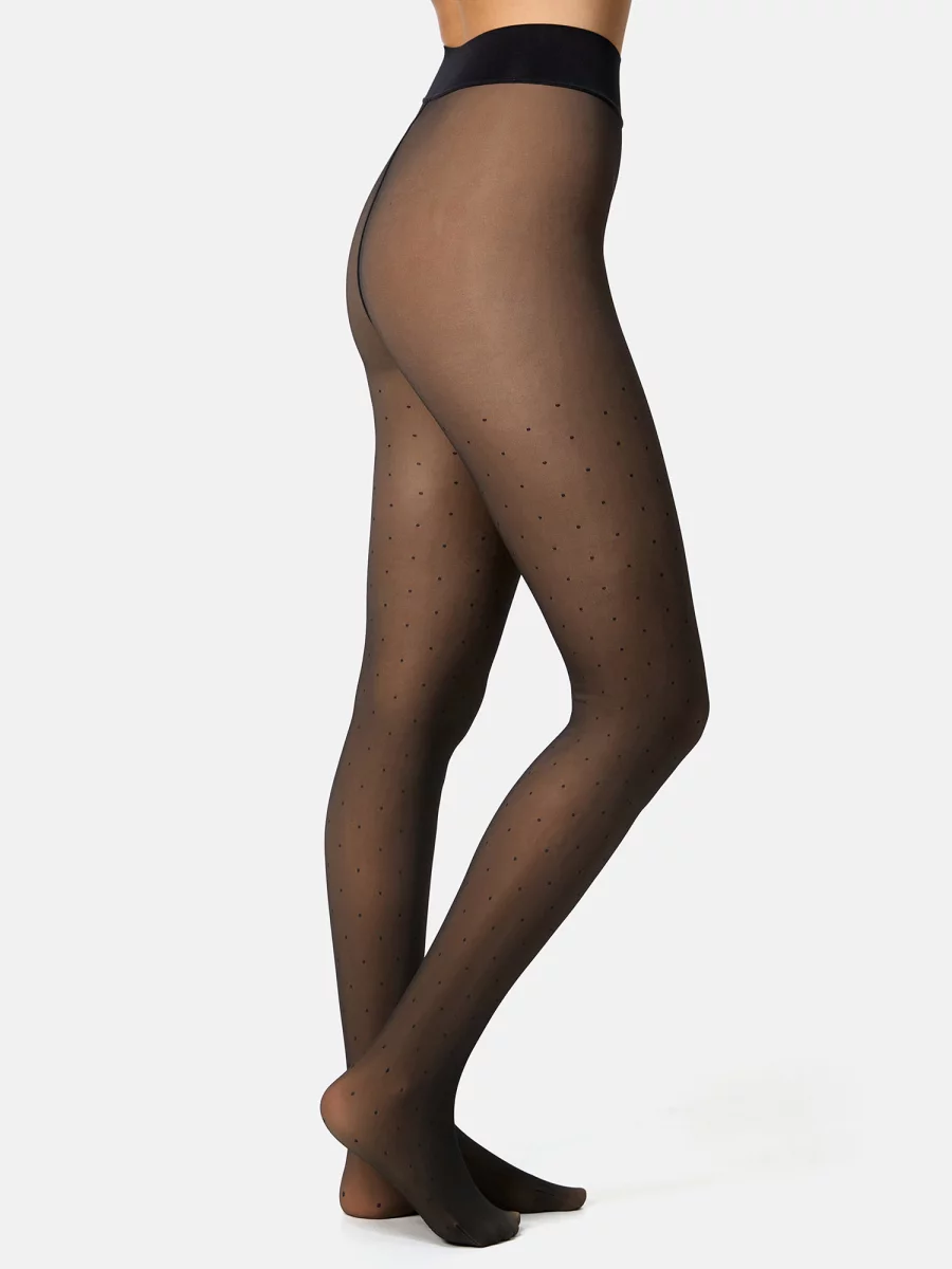 Nur Die Strumpfhose Warm & Transparent mit wärmendem Innenfleece 80 DEN Print - Punktedesign - Größe 40-44 Zeitbegrenzte Promotion
