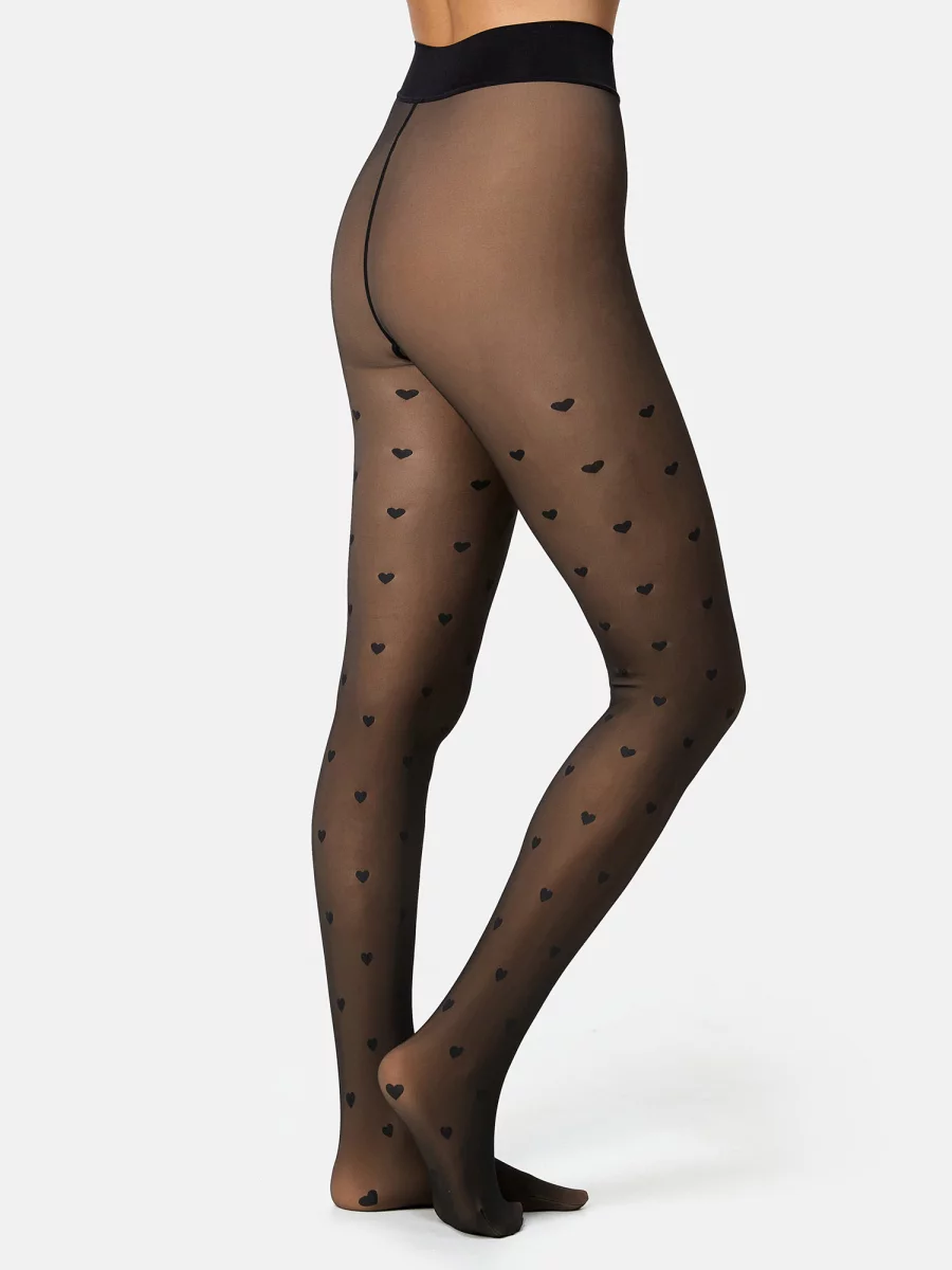Nur Die Strumpfhose Warm & Transparent strapazierfähig 80 DEN Print - Herzdesign - Größe 40-44 Vierteljährliche Förderung