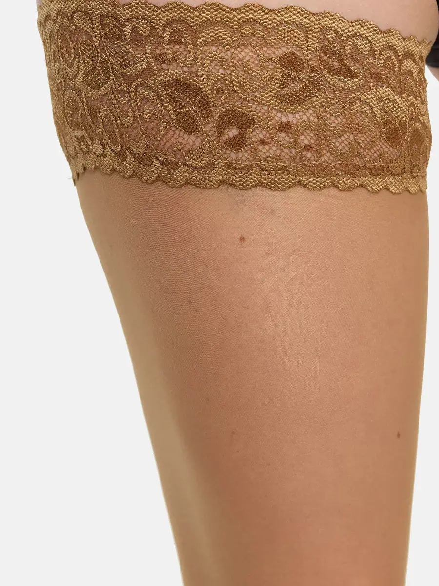 Nur Die Goodbye Laufmaschen Halterlos - puder - Größe 40-44 Fabrikpreis