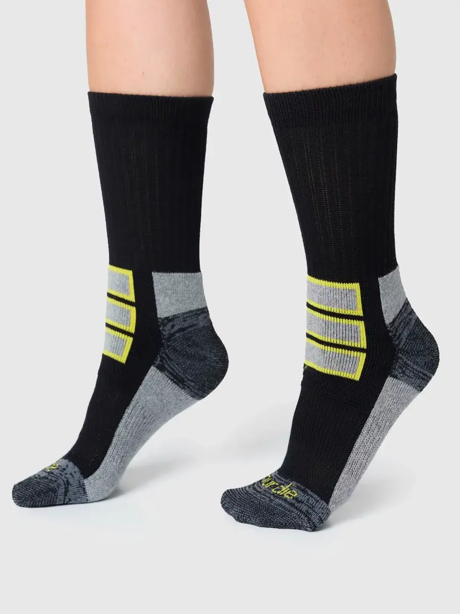 Nur Die Outdoor Socke 2er Pack - schwarz/gelb - Größe 35-38 Lagerräumung