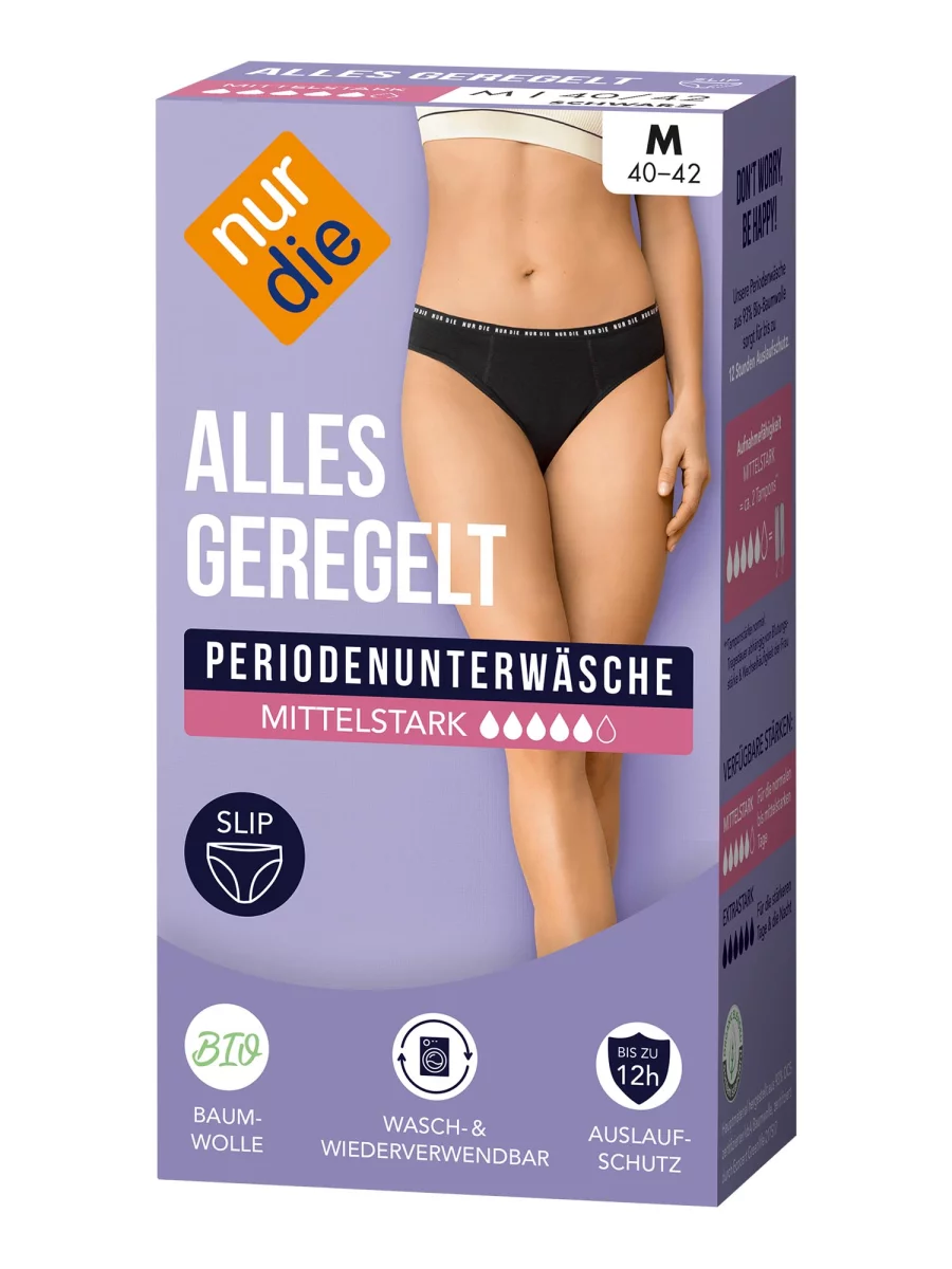 Nur Die Periodenunterwäsche Alles Geregelt Slip mittelstark - schwarz - Größe 32-34 Letzte 2 Tage