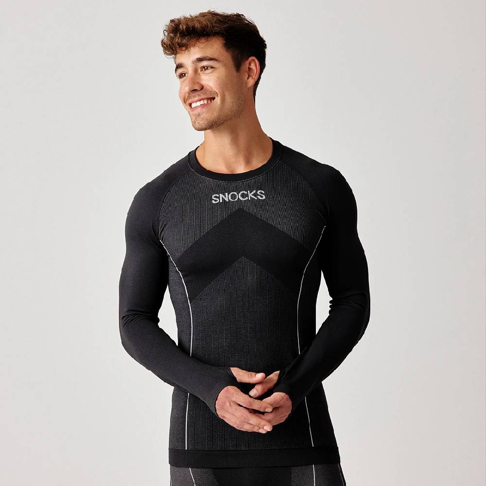 Snocks Thermounterwäsche Herren mit Daumenloch aus recyceltem Polyester Limitierter Zeitrabatt