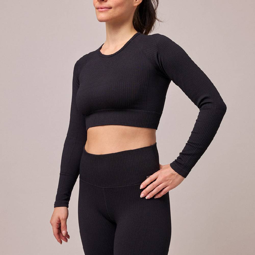 Snocks Geripptes Sportshirt langarm Damen aus recyceltem Polyamid Verkauf